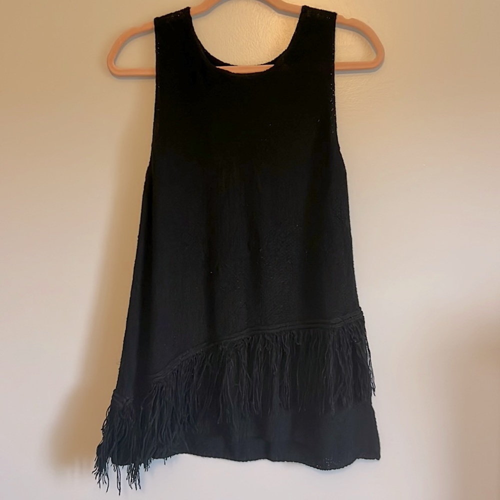 Frilly black crocheted tank